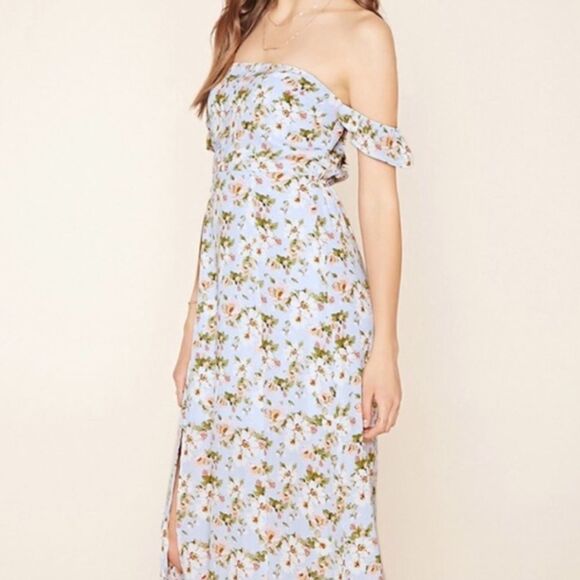 ✨HP✨F21 Floral Off the Shoulder Maxi Slit Dress✨ - Picture 3 of 11